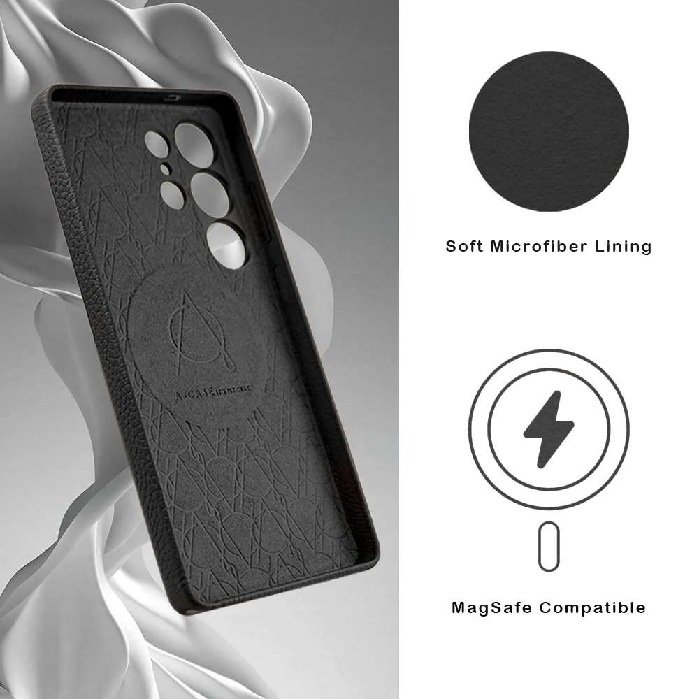 Black_4 Amur Premium Genuine Leather Case for S25 Ultra - Image 3