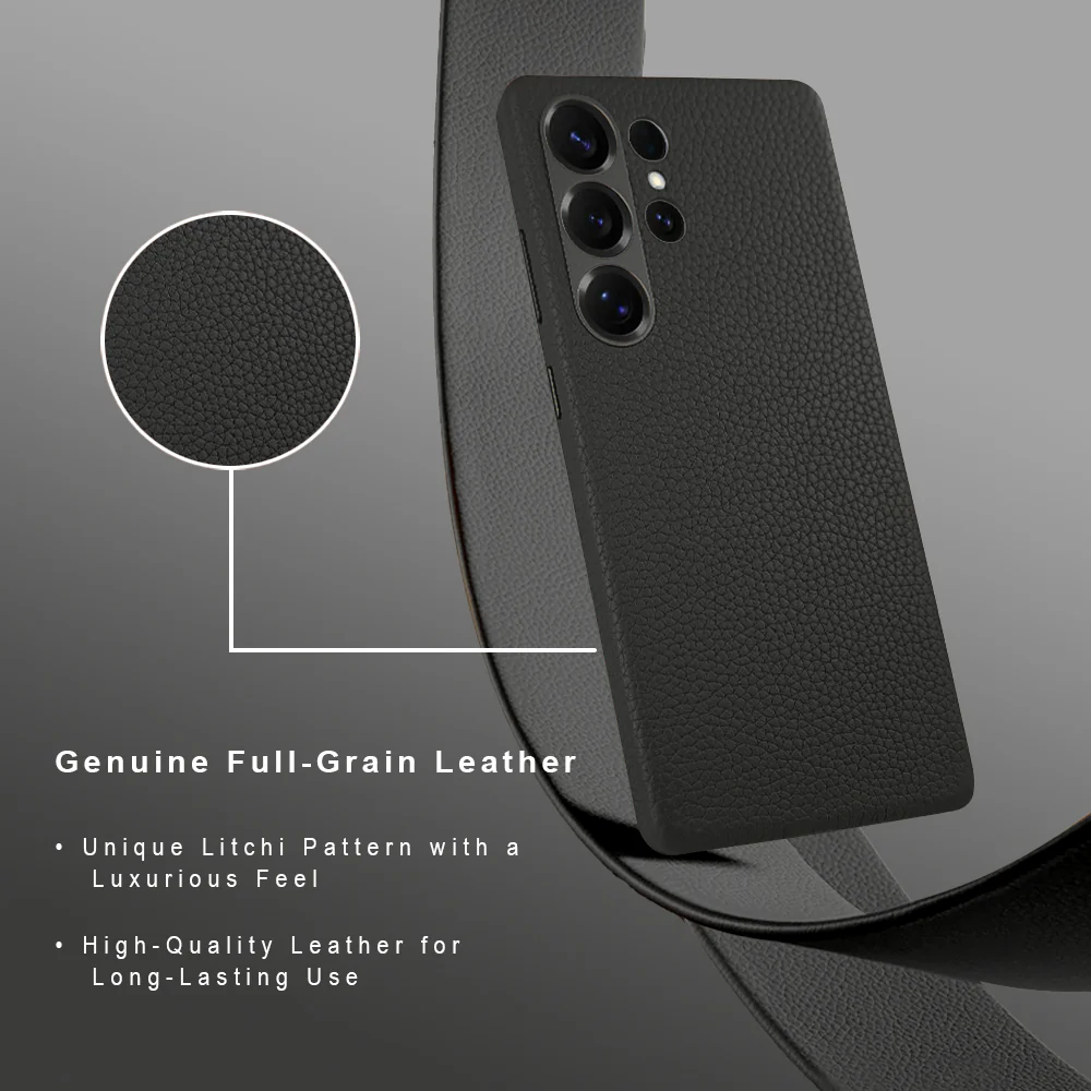 Black_6 Amur Premium Genuine Leather Case for S25 Ultra - Image 2
