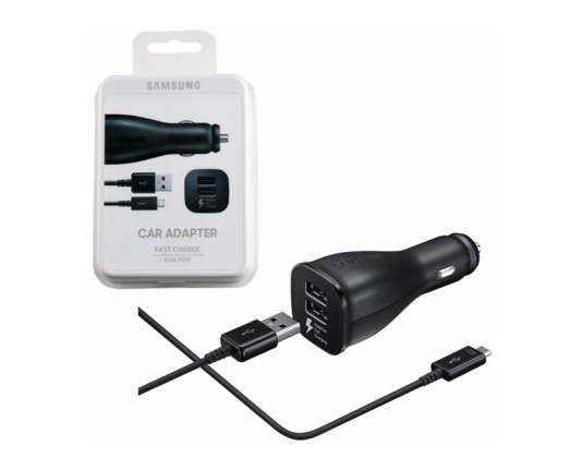 Samsung Car Adapter Dual Port (Fast Charge) 15W includes Micro-USB Cable Black