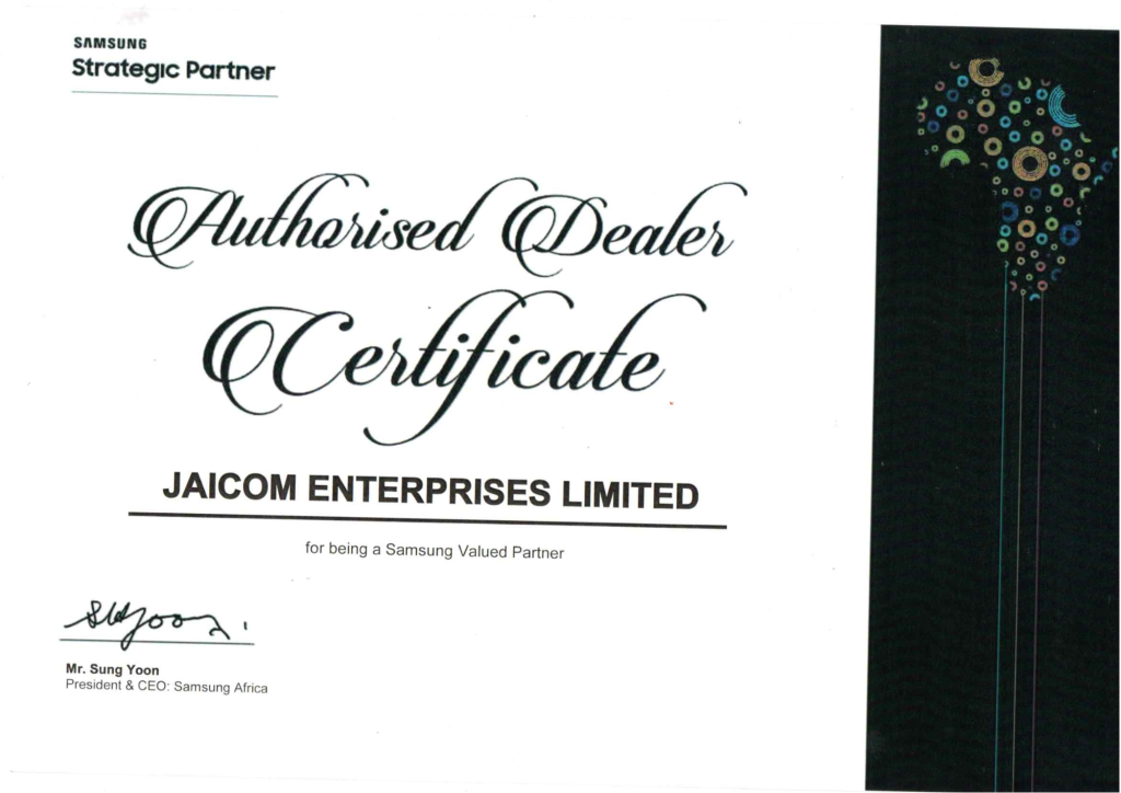 Authorised Dealer Certificate