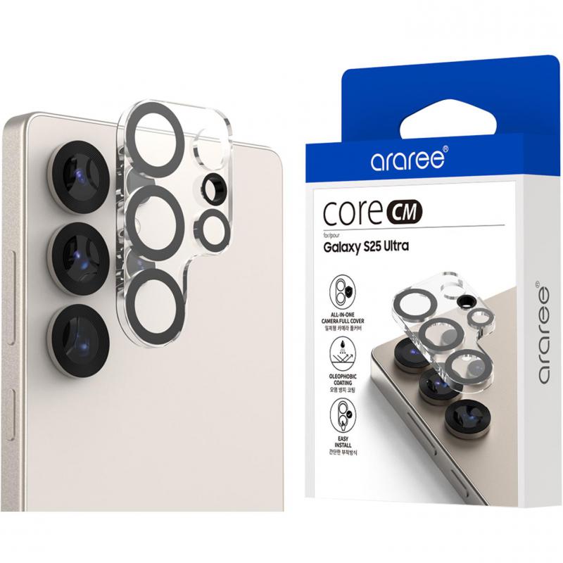 ac3925df-ddb8-483f-94e5-5c0175ad5ff4 Araree C-Sub Core Camera Lens Protector With Metal Ring for Galaxy S25 Ultra - Clear - Image 1